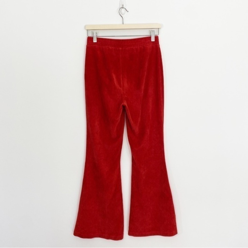 Aerie Small Burnt‎ Orange Red Velour Ribbed Corduroy Flare Pants Pull On - Picture 4 of 9